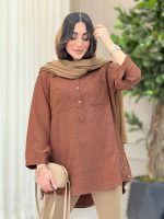 مانتو دو جیب یقه سه دکمه کد 6462 - تصویر 17