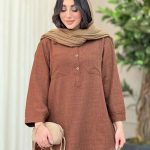 مانتو دو جیب یقه سه دکمه کد 6462