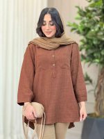مانتو دو جیب یقه سه دکمه کد 6462