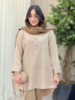 مانتو دو جیب یقه سه دکمه کد 6462 - تصویر 8