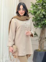 مانتو دو جیب یقه سه دکمه کد 6462 - تصویر 12