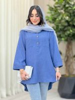 مانتو دو جیب یقه سه دکمه کد 6462 - تصویر 15