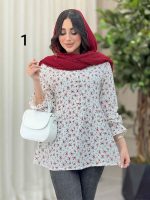 شومیز طرح دار ارغوان کد 6440 - تصویر 9