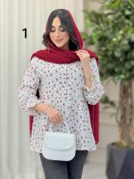 شومیز طرح دار ارغوان کد 6440 - تصویر 7