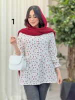 شومیز طرح دار ارغوان کد 6440