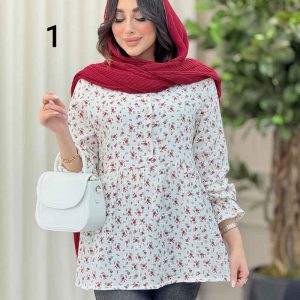 شومیز طرح دار ارغوان کد 6440