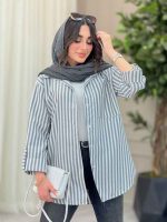 مانتو راه راه تک جیب سارینا کد 6469 - تصویر 12