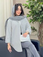 مانتو راه راه تک جیب سارینا کد 6469 - تصویر 11