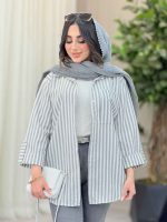 مانتو راه راه تک جیب سارینا کد 6469 - تصویر 3