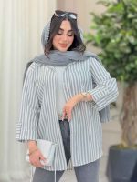 مانتو راه راه تک جیب سارینا کد 6469 - تصویر 7