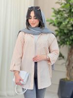 مانتو راه راه تک جیب سارینا کد 6469 - تصویر 14