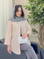 مانتو راه راه تک جیب سارینا کد 6469 - تصویر 10