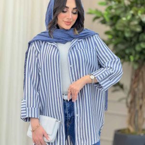 مانتو راه راه تک جیب سارینا کد 6469