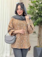 شومیز طرح گل آستین پاگن کد 6447 - تصویر 6