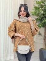 شومیز طرح گل آستین پاگن کد 6447