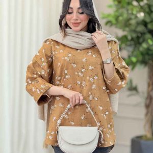شومیز طرح گل آستین پاگن کد 6447
