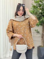 شومیز طرح گل آستین پاگن کد 6447 - تصویر 15