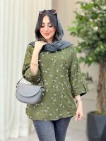 شومیز طرح گل آستین پاگن کد 6447 - تصویر 14