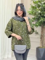 شومیز طرح گل آستین پاگن کد 6447 - تصویر 8