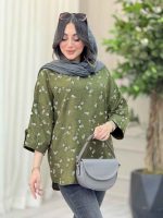 شومیز طرح گل آستین پاگن کد 6447 - تصویر 2