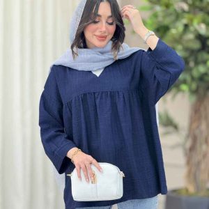 مانتو جلو بسته چین دار کد 6464