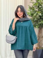 مانتو جلو بسته چین دار کد 6464 - تصویر 3