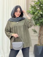 مانتو جلو بسته چین دار کد 6464 - تصویر 4