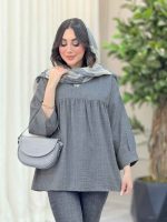 مانتو جلو بسته چین دار کد 6464 - تصویر 11