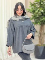 مانتو جلو بسته چین دار کد 6464 - تصویر 8