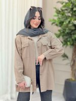 مانتو کتان جیب پاکتی بیتا کد 6428 - تصویر 3