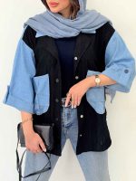 مانتو جین ترکیبی دو جیب ماریا کد 6305 - تصویر 13