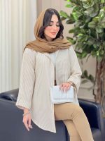 مانتو راه راه تک جیب آستین پاگن کد 6471 - تصویر 12