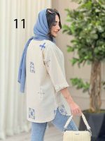 مانتو لینن جلو بسته طرح دار کد 6364 - تصویر 10