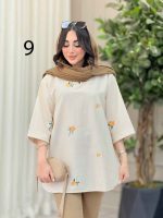 مانتو لینن جلو بسته طرح دار کد 6364 - تصویر 22