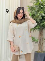 مانتو لینن جلو بسته طرح دار کد 6364 - تصویر 13