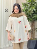 مانتو لینن جلو بسته طرح دار کد 6364 - تصویر 36