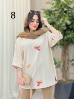 مانتو لینن جلو بسته طرح دار کد 6364 - تصویر 30