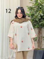مانتو لینن جلو بسته طرح دار کد 6364 - تصویر 34
