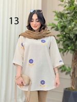 مانتو لینن جلو بسته طرح دار کد 6364 - تصویر 16
