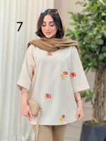 مانتو لینن جلو بسته طرح دار کد 6364 - تصویر 9