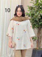مانتو لینن جلو بسته طرح دار کد 6364 - تصویر 23