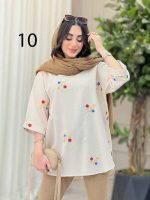 مانتو لینن جلو بسته طرح دار کد 6364 - تصویر 7
