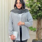شومیز راه راه پشت دکمه کد 6497