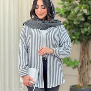شومیز راه راه پشت دکمه کد 6497