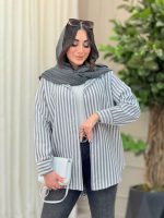 شومیز راه راه پشت دکمه کد 6497 - تصویر 15