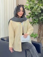 شومیز راه راه پشت دکمه کد 6497 - تصویر 19