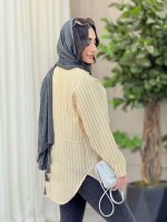 شومیز راه راه پشت دکمه کد 6497 - تصویر 7