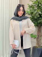 شومیز راه راه پشت دکمه کد 6497 - تصویر 16