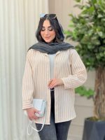 شومیز راه راه پشت دکمه کد 6497 - تصویر 3