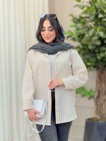 شومیز راه راه پشت دکمه کد 6497 - تصویر 18